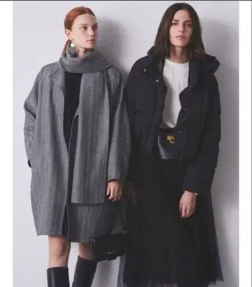 미사용에 가까운! 미라 오웬 스톨 도킹 리버 미디 그레이 색 코트