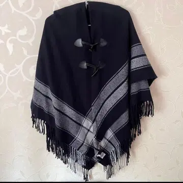 엑시즈팜 판초 네이비 체크 무늬