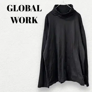 [글로벌 워크] 모크넥 롱 T셔츠 100% USA 코튼 블랙