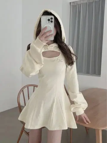 darich 숏 후디 맨투맨 미니 원피스