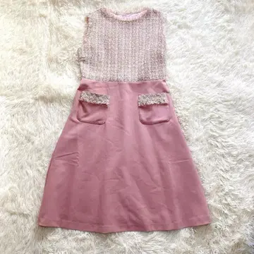 Prima Scherrer 트위드 절개 도킹 원피스 핑크