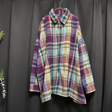 새상품급 비벌리힐스 폴로 클럽 샤기 체크 셔츠 자켓 빅 실루엣