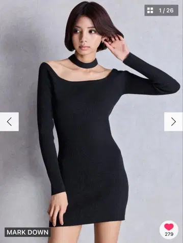 GYDA 2WAY 초커 오프숄더 니트 원피스