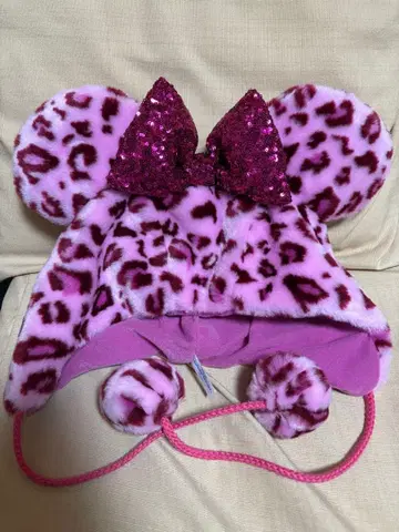 디즈니 팬캡 미니 레오파드 무늬 핑크