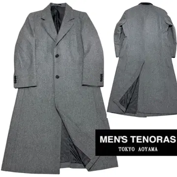 고품질 멘티노라스 캐시미어 혼방 슈퍼 롱 체스터 코트 M 그레이