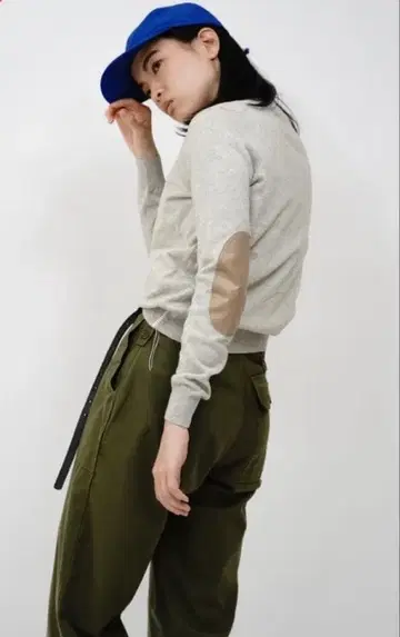 캐시미어 혼방 엘르 엘보 패치 니트/ANTHOM