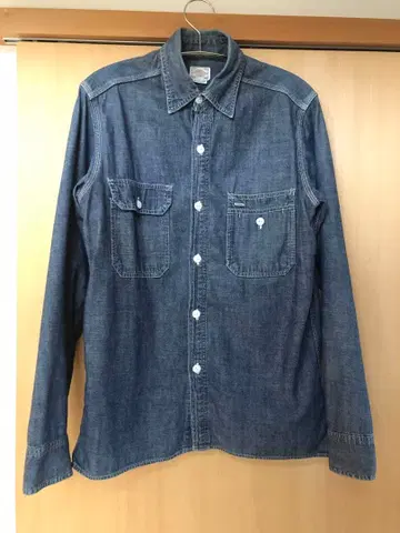 스토미 블루 데님 셔츠 샴브레이 셔츠 워크 셔츠 페로우즈