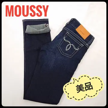 [ 새상품급 ] MOUSSY 데님 팬츠 W27 화이트 스티치 스트레치