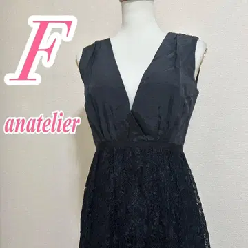 아나텔리어 블랙 원피스 페미닌 레이스 롱 기장