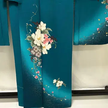 C985 순수 실크 후리소데 스즈노야 금박 금채 기모노