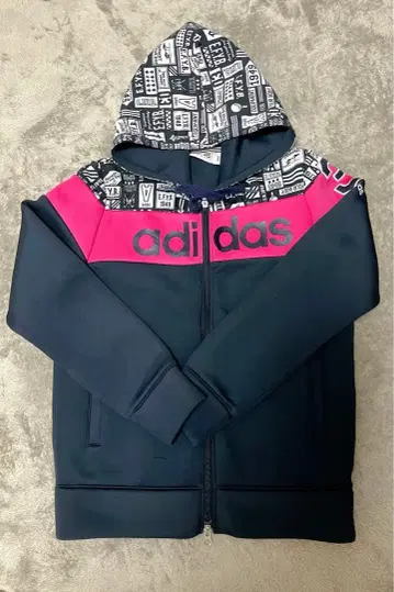 adidas 후드 부착 자켓 네이비/핑크