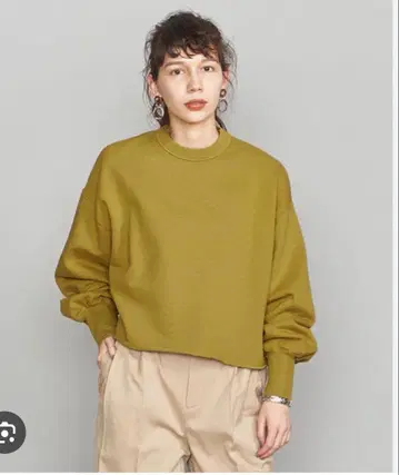 BY 볼륨 슬리브 숏 맨투맨 풀오버