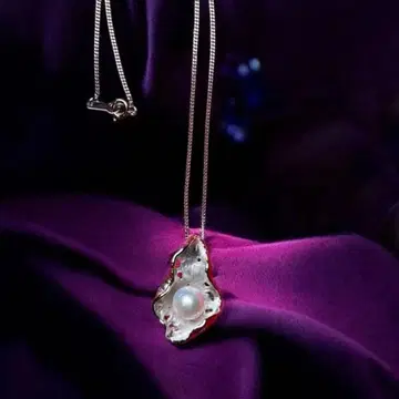 실버 925 진주 오가닉 쉐이프 목걸이