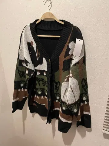 애니멀 무늬 니트 가디건 XL