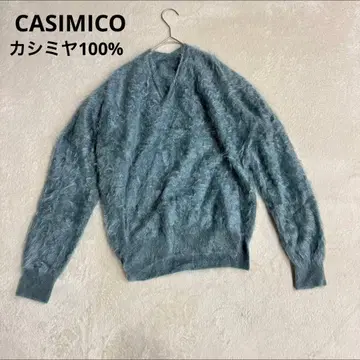 CASIMICO V넥 캐시미어 100% 샤기 니트 스웨터 복슬복슬