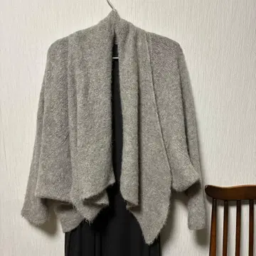 요건 레일 알파카 100% 그레이 가디건 M