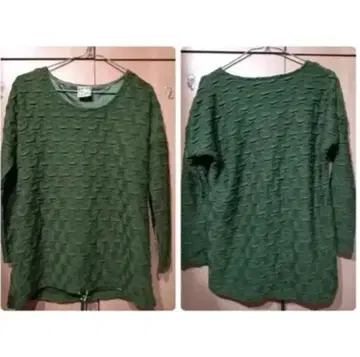 그린 텍스처 긴팔 티셔츠