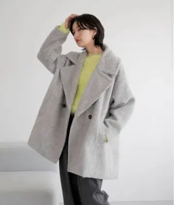 Lian 샤기 더블 미들 코트 그레이