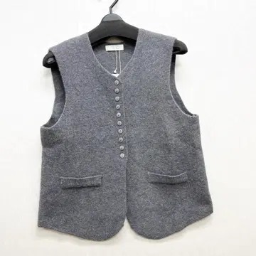 새상품 다단추 니트 베스트 무지 프론트 오픈 그레이