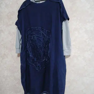 쿠라시키 아틀리에 양 1점 블루 원피스 네이비 나염