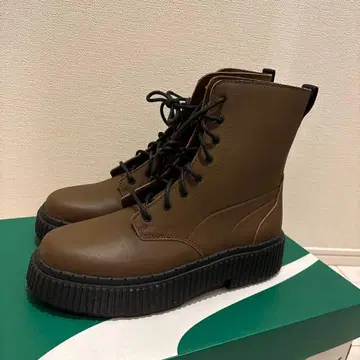 PUMA 브라운 통굽 레이스업 부츠