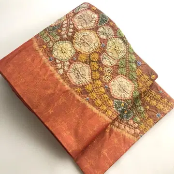 순수 실크 작가 오렌지 츠지 가바나 후쿠로 오비