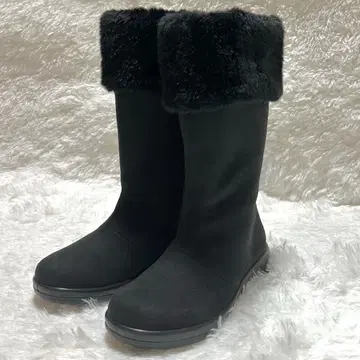 탑 드라이 여성용 퍼 부츠 블랙 23.5cm 2WAY 3E