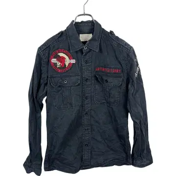 AVIREX 아비렉스 남성용 블랙 코튼 밀리터리 셔츠 M