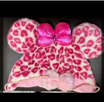 디즈니 팬캡 레오파드 무늬 핑크 미니 모코모코 미니