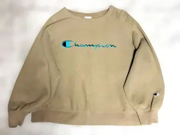 챔피온 단색 파랑 택 복각 리버스 위브 베이지 맨투맨 M