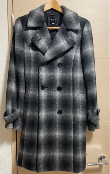 BOSCH 그레이 계열 체크 더블 브레스트 코트 사이즈 40 Bosch