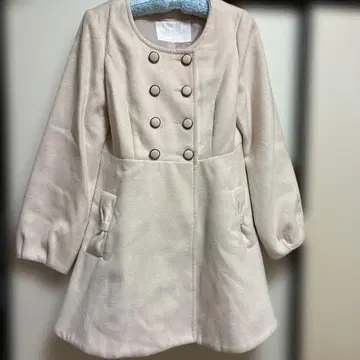 LIZLISA 핑크 베이지 더블 버튼 플리스 코트