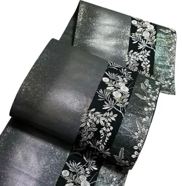 A 6 후쿠로 오비 육통 패턴 은사 당직 꽃풀 순수 실크 기모노