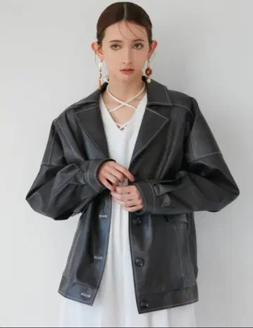 MURUA 인조 가죽 미들 자켓