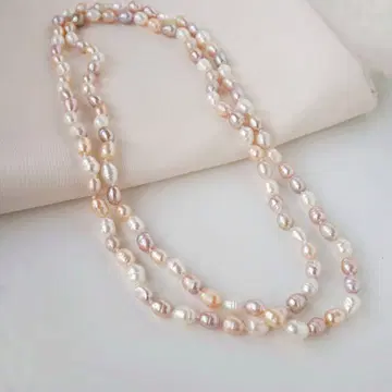 멀티 컬러 담수 펄 진주 롱 목걸이