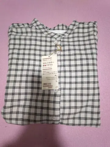 무인양품 스탠드 칼라 긴팔 블라우스