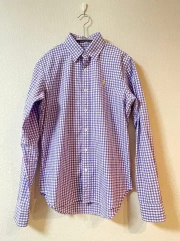 [ 새상품급 ] 랄프 로렌 스포츠 긴팔 셔츠 보라색 화이트 깅엄 체크
