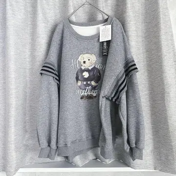 곰 베어 프릴 오버 사이즈 트레이닝복 그레이