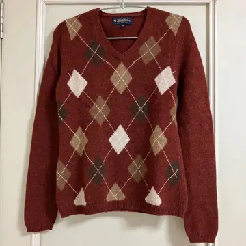 Brooks Brothers 아가일 램스울 V넥 스웨터