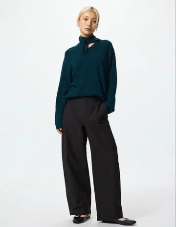 유니클로 유니클로 저지 배럴 레그 팬츠 블랙 XS