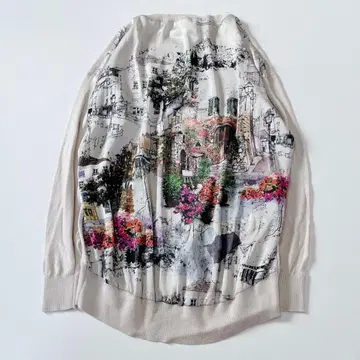 근년 비어즐리 풍경화 실크 니트 얇은 소재 워셔블