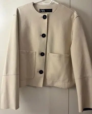ZARA 크림 노카라 자켓 S 사이즈