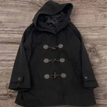 새상품급 더플 코트 후디드 코트 여성용 F 프리 사이즈 블랙