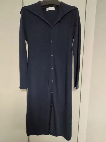 니트 롱 가디건 네이비