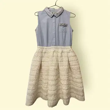 르 로제 스카이블루 슬리브리스 원피스