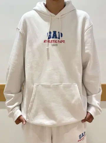 GAP 자수 로고 화이트 후드티 [ L ]
