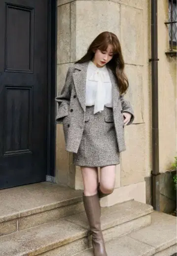 Her lip to Hemingway 체크 트위드 스커트