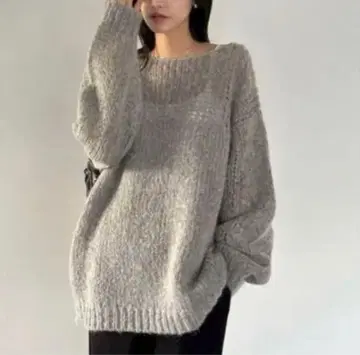 CLANE HALF SHEER LOOSE MOHAIR KNIT TOPS