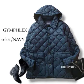Gymphlex 짐플렉스/핸드 퀼트 다운 후드 코트 네이비 M