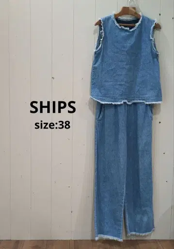 SHIPS 쉽스 데님 슬리브리스 올인원 블루 38